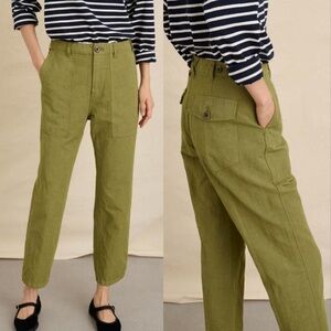 Alex Mill Pants Womens 4 Green Utility Pant Linen Khaki Trousers Lightweight